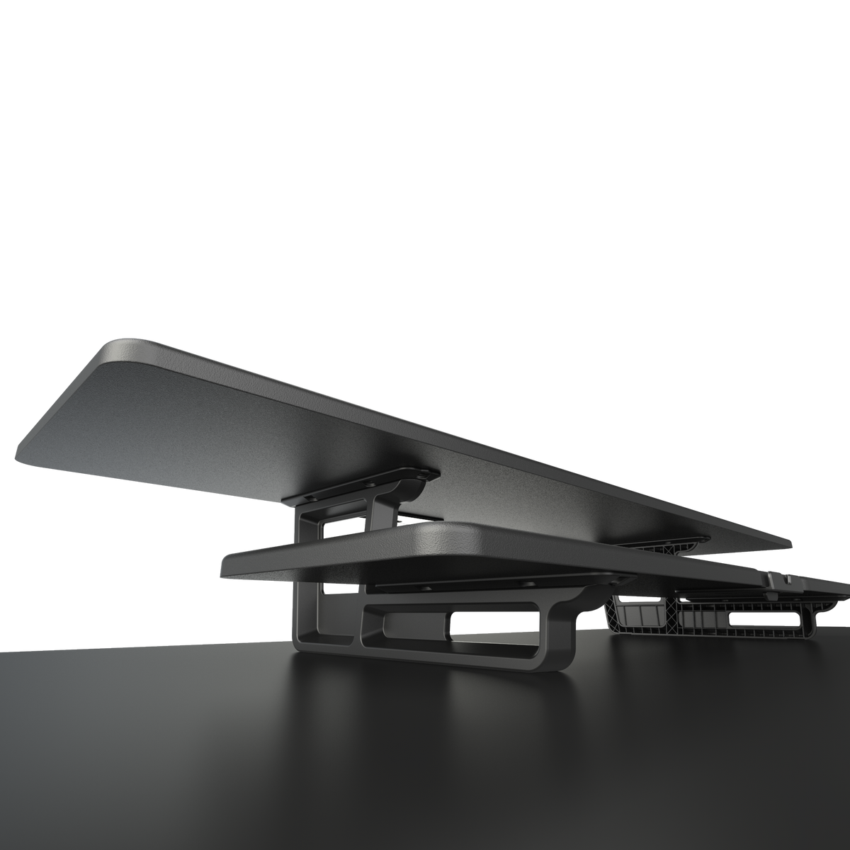 Casemania Monitorstandaard met Telefoonhouder - Zwart - Beeldscherm Verhoger voor 2 Monitoren - Tweelaags Monitor Standaard met Opbergplank - Extra Brede Bureauverhoger - Beeldschermstandaard - Bureau Organizer voor Thuiswerkplek en Kantoor