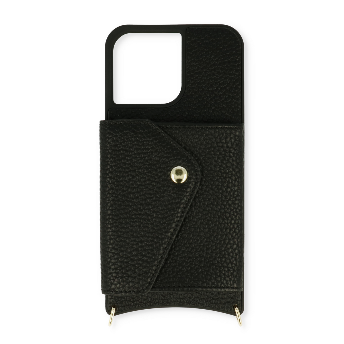Apple iPhone 13 Pro Case - Black - Luxury Back Cover with Phone Strap and Zipper