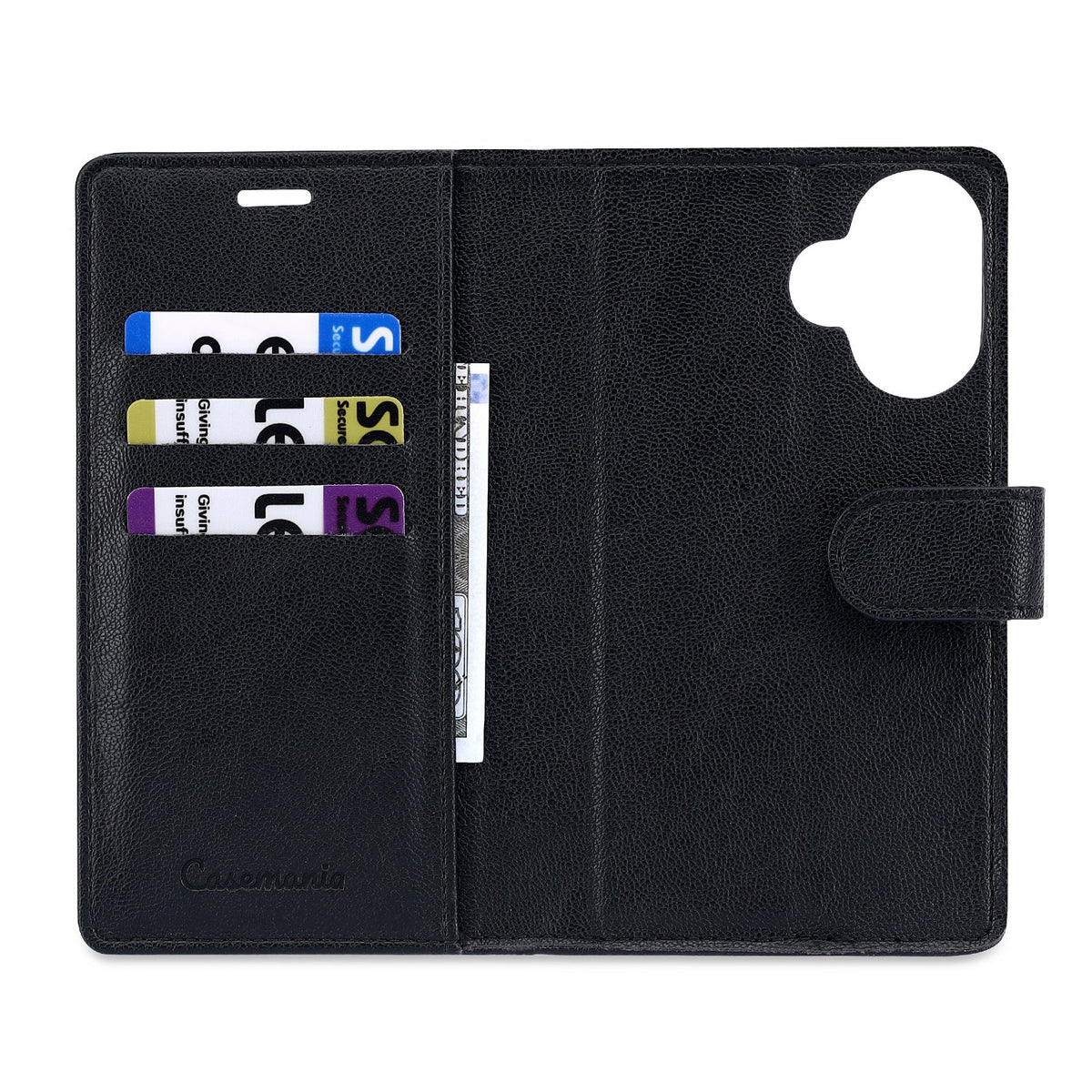 iPhone 17 Hoesje - Onyx Black - 2 in 1 Leather-look Bookcase