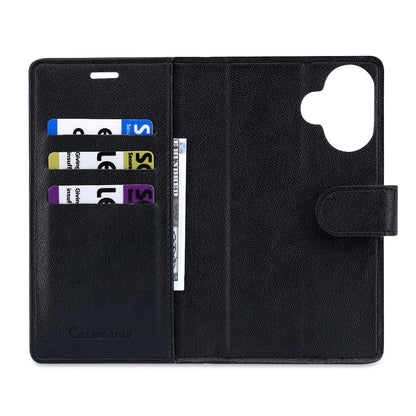 iPhone 17 Hoesje - Onyx Black - 2 in 1 Leather-look Bookcase