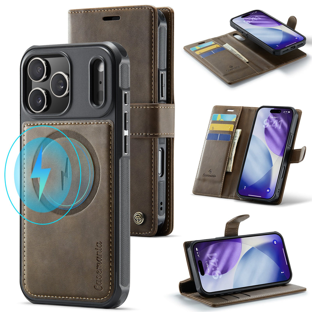 Apple iPhone 17 Pro Case - Mahogany Brown - Luxury 2-in-1 MagSafe Wallet Case