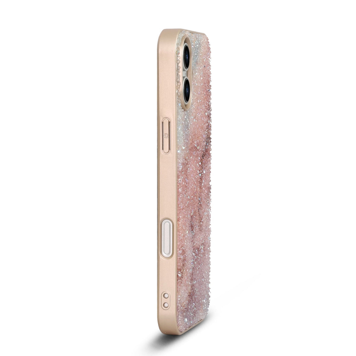iPhone 16 Hoesje - Roze - Diamant Marmer Glitter Back Cover