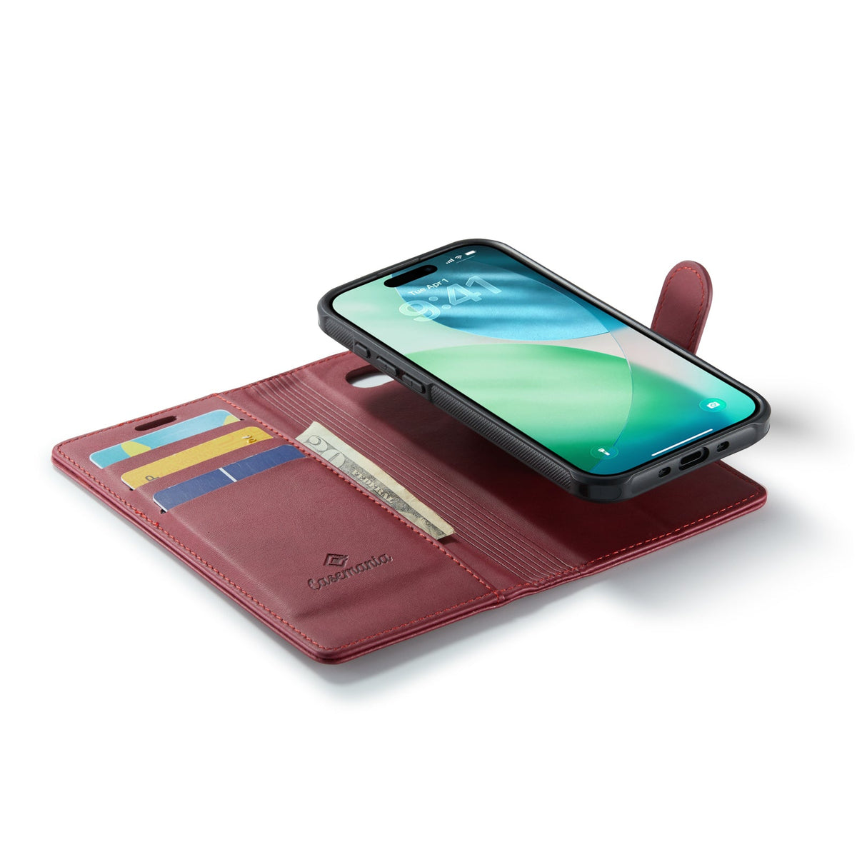Apple iPhone Air Hoesje - Burgundy Red - Luxe 2 in 1 MagSafe Bookcase
