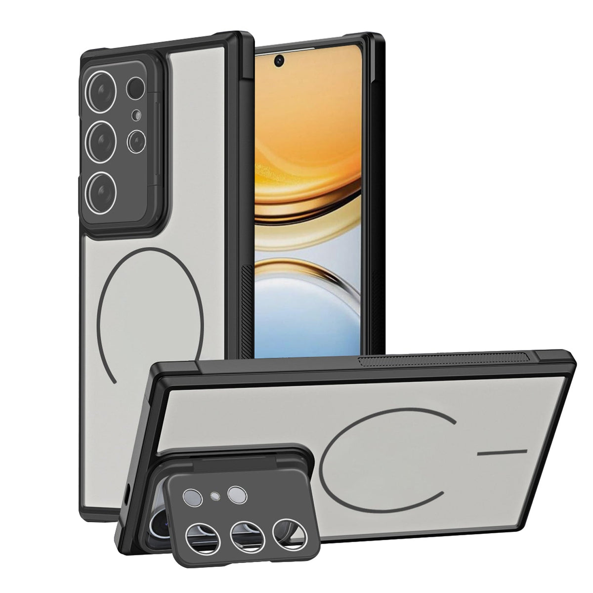 Samsung Galaxy S26 Ultra Hoesje - Zwart - Matte Armor MagSafe Back Cover met Kickstand