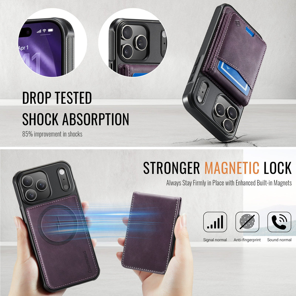 Apple iPhone 17 Pro Max Hoesje - Dark Purple - MagSafe Back Cover met Pasjeshouder