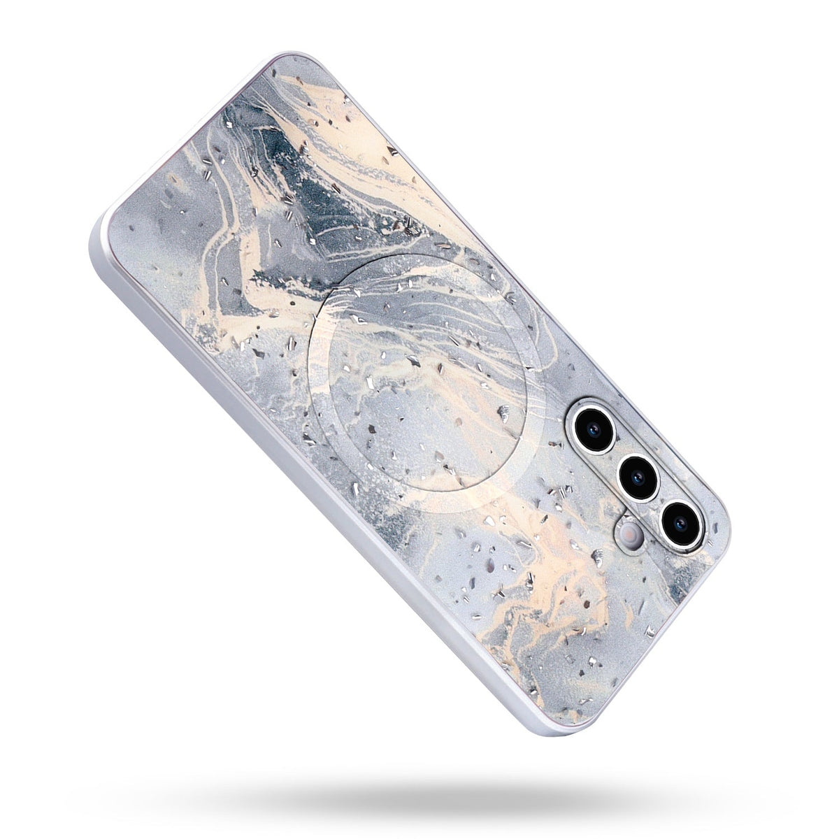 Samsung Galaxy A17 5G Hoesje - Grijs - Marmer Glitter MagSafe Back Cover