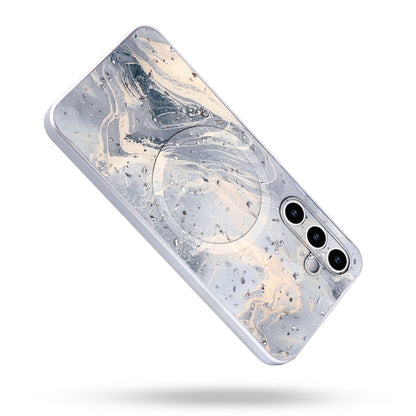 Samsung Galaxy S25 FE Case - Grey - Marble Glitter MagSafe Back Cover