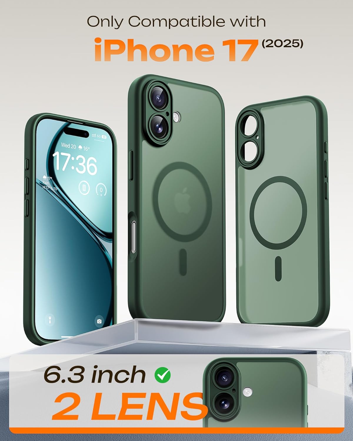 iPhone 17 Hoesje - Groen - Matte Armor MagSafe Back Cover