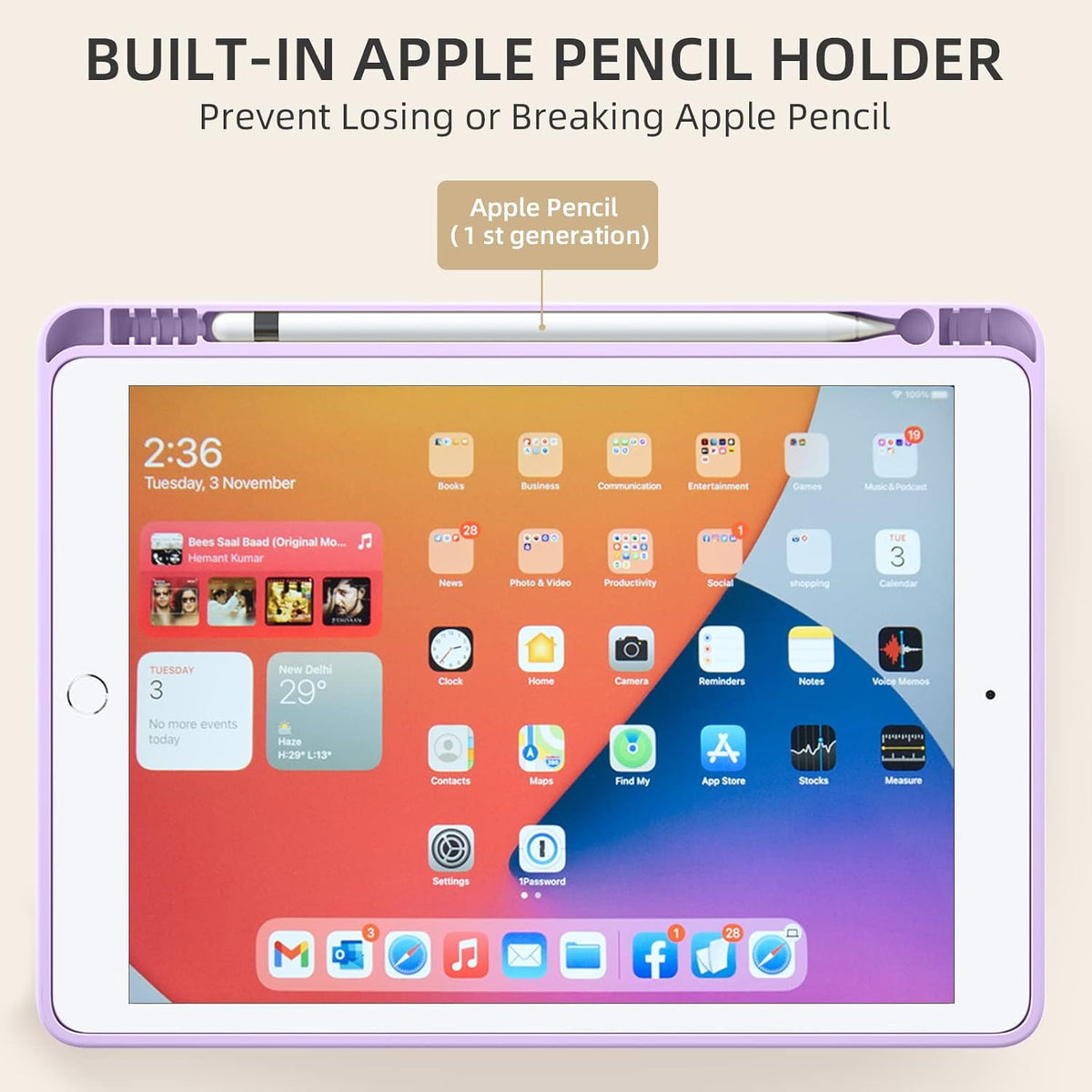 Apple iPad 10.2" WiFi 2019 (7. Gen.) Tablethoes - Lila - Smart Cover