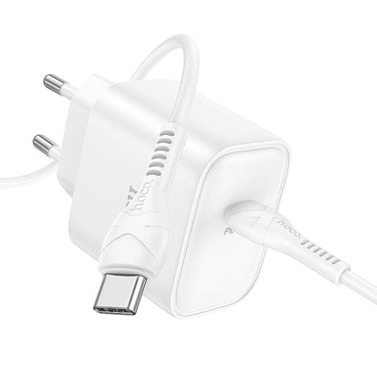 Hoco 25W USB-C Fast Charger with USB-C Cable 2m - White