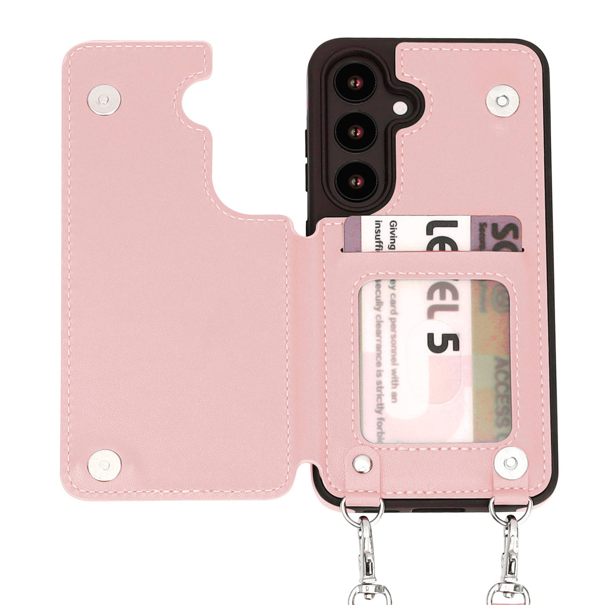 Samsung Galaxy A16 Hoesje - Roze - Luxe Back Cover met Telefoonkoord en Rits