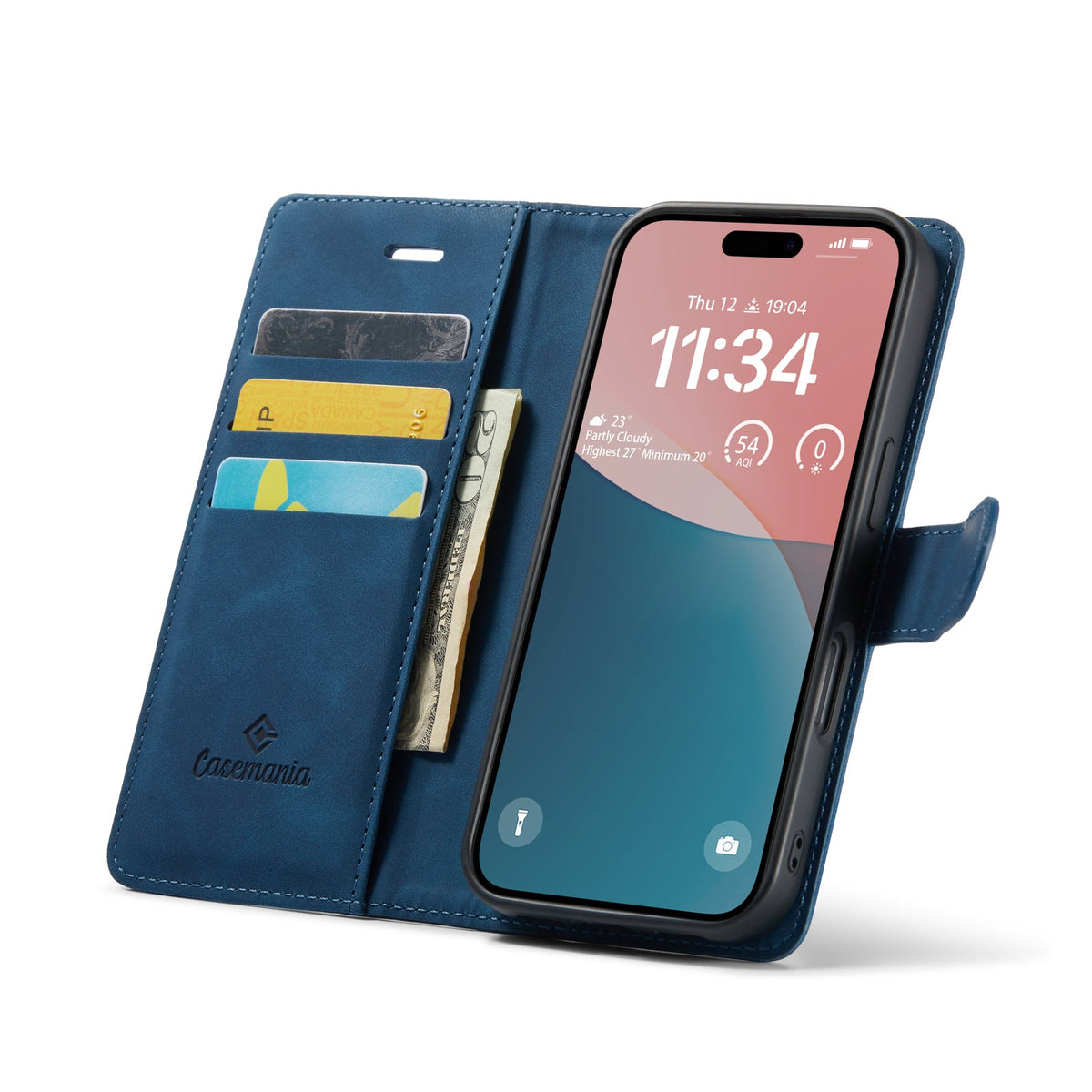 Apple iPhone 16 Case - Navy Blue - 2-in-1 Wallet Case