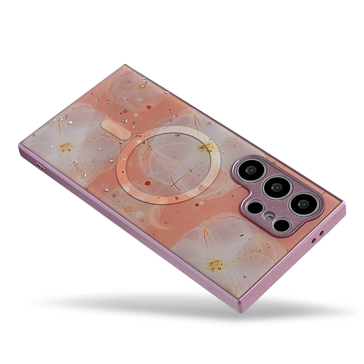 Samsung Galaxy S24 Ultra Case - Pink - Silicone Marble MagSafe Back Cover