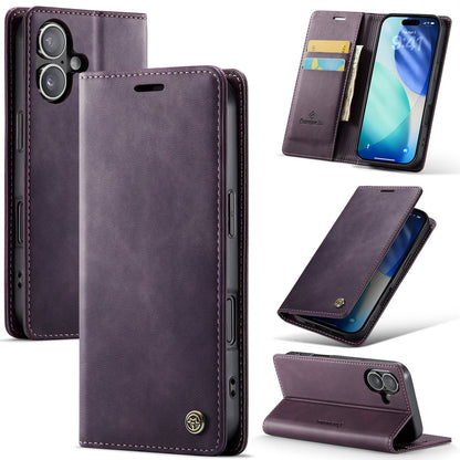 Apple iPhone 17 Hoesje - Dark Purple - Luxe Dunne Bookcase