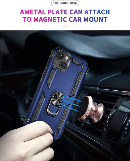 Apple iPhone 15 Plus Hoesje - Blauw - Armor Kickstand Back Cover