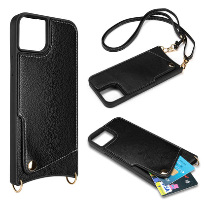 Apple iPhone 15 Hoesje - Zwart - Back Cover met Pols Bandje en Telefoonkoord