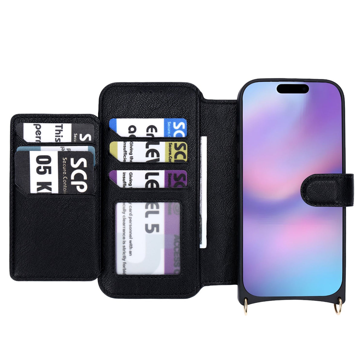 Apple iPhone 17 Case - Black - CM Amsterdam Back Cover with Phone Strap