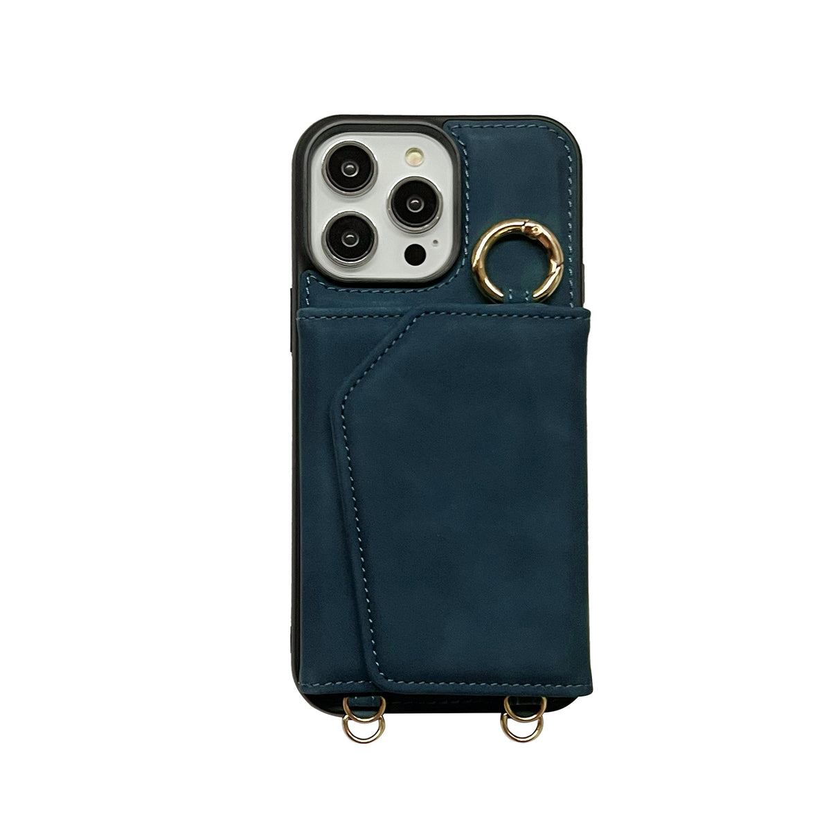 Apple iPhone 16 Pro Hoesje - Navy Blue - Luxe Bookcase met Telefoonkoord