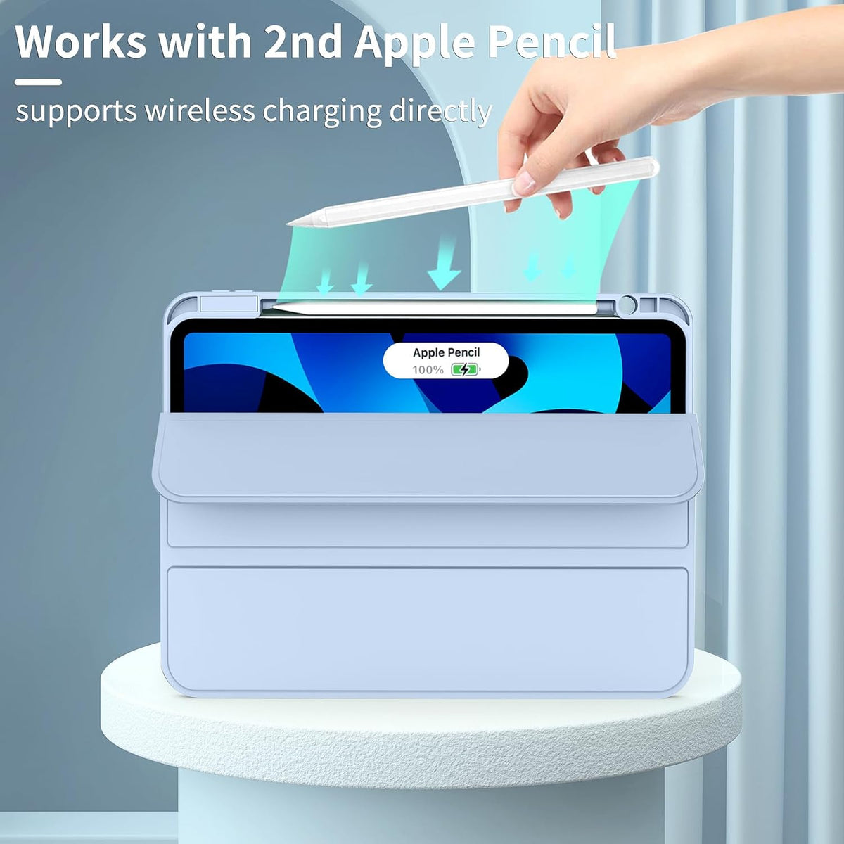 iPad Air 10.9 inch Tablethoes - Licht Blauw - Smart Cover met Pennenhouder