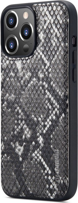 Apple iPhone 13 Pro Max Hoesje - Zwart - Luxe Slangen Bookcase