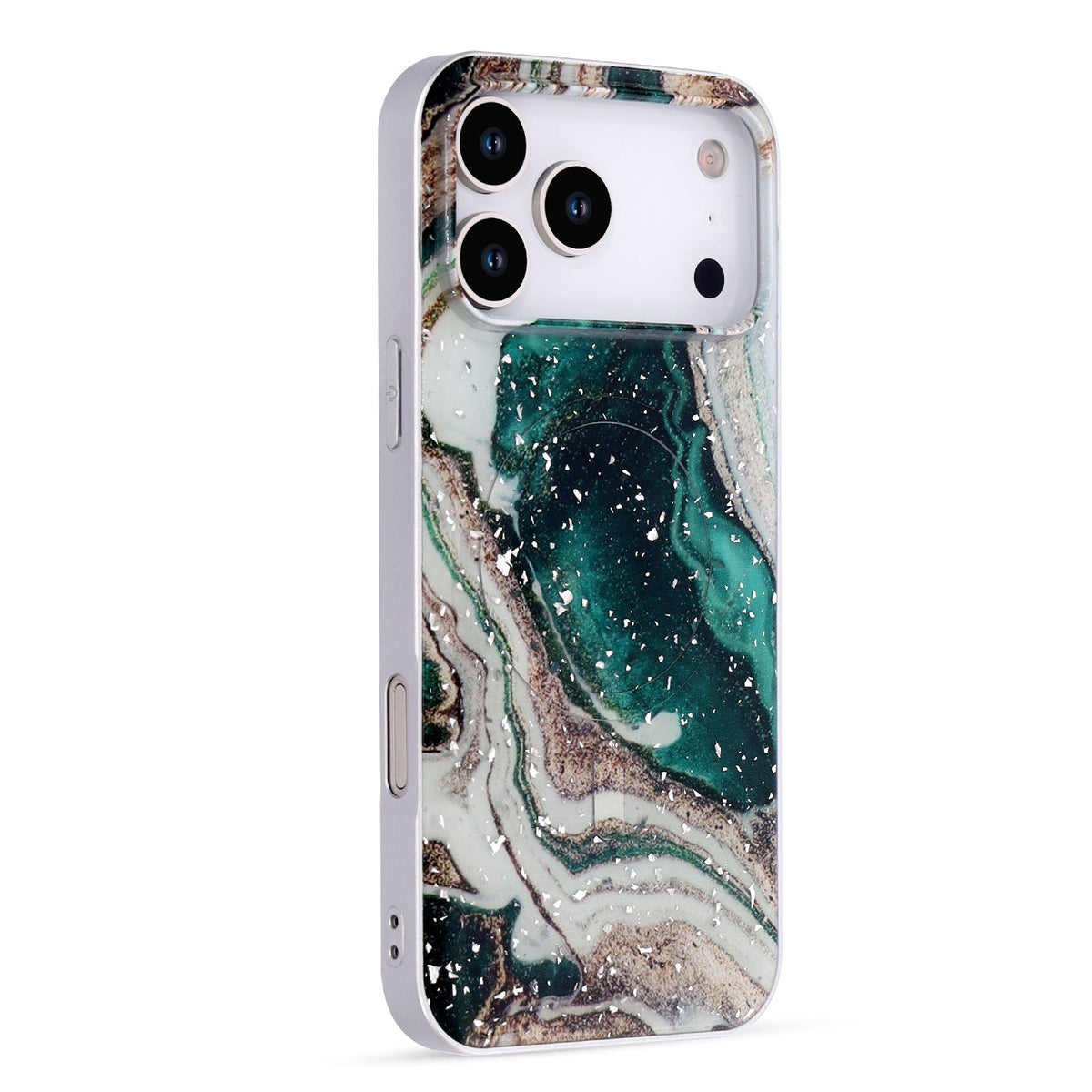 Apple iPhone 17 Pro Max Hoesje - Groen - Marmer Glitter MagSafe Back Cover
