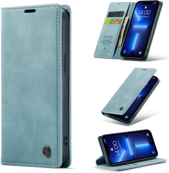 Apple iPhone 13 Pro Hoesje - Aqua Blue - Dunne Bookcase