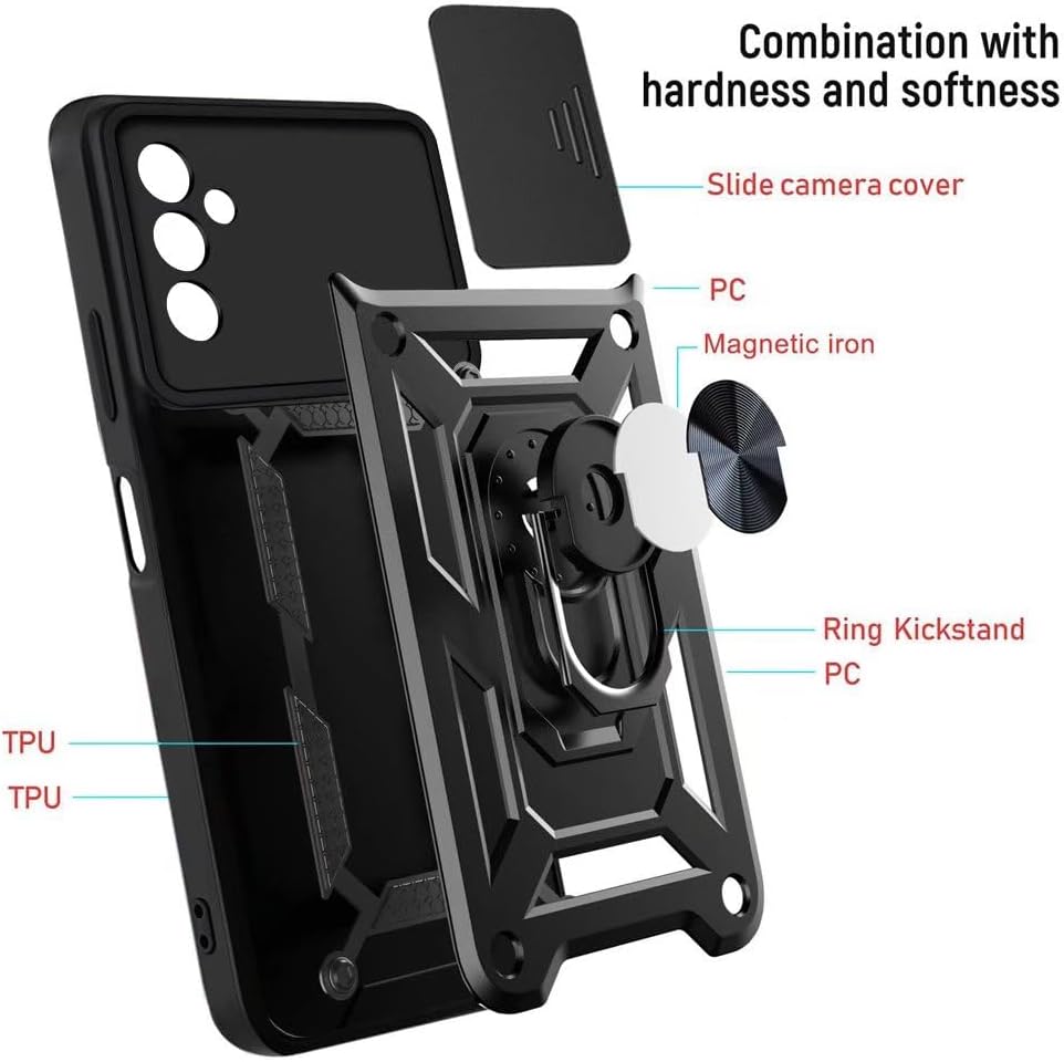 Samsung Galaxy A05s Hoesje - Zwart - Armor Kickstand Camera Back Cover