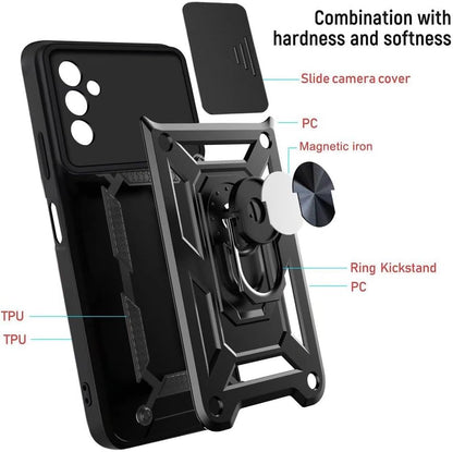 Samsung Galaxy A05s Hoesje - Zwart - Armor Kickstand Camera Back Cover