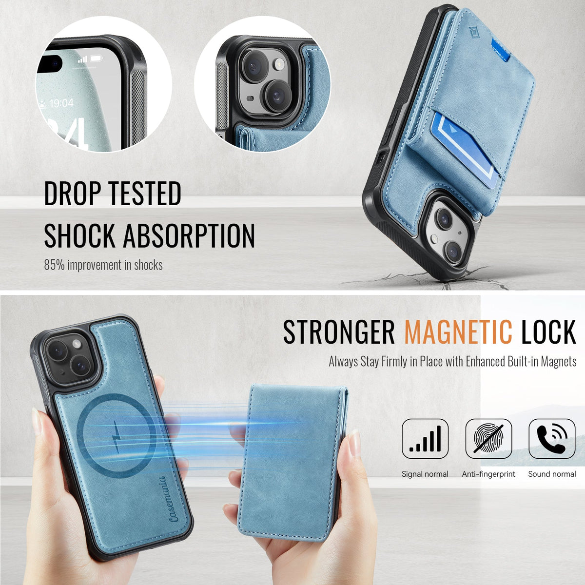 Apple iPhone 13 Case - Aqua Blue - MagSafe Back Cover with Card Holder