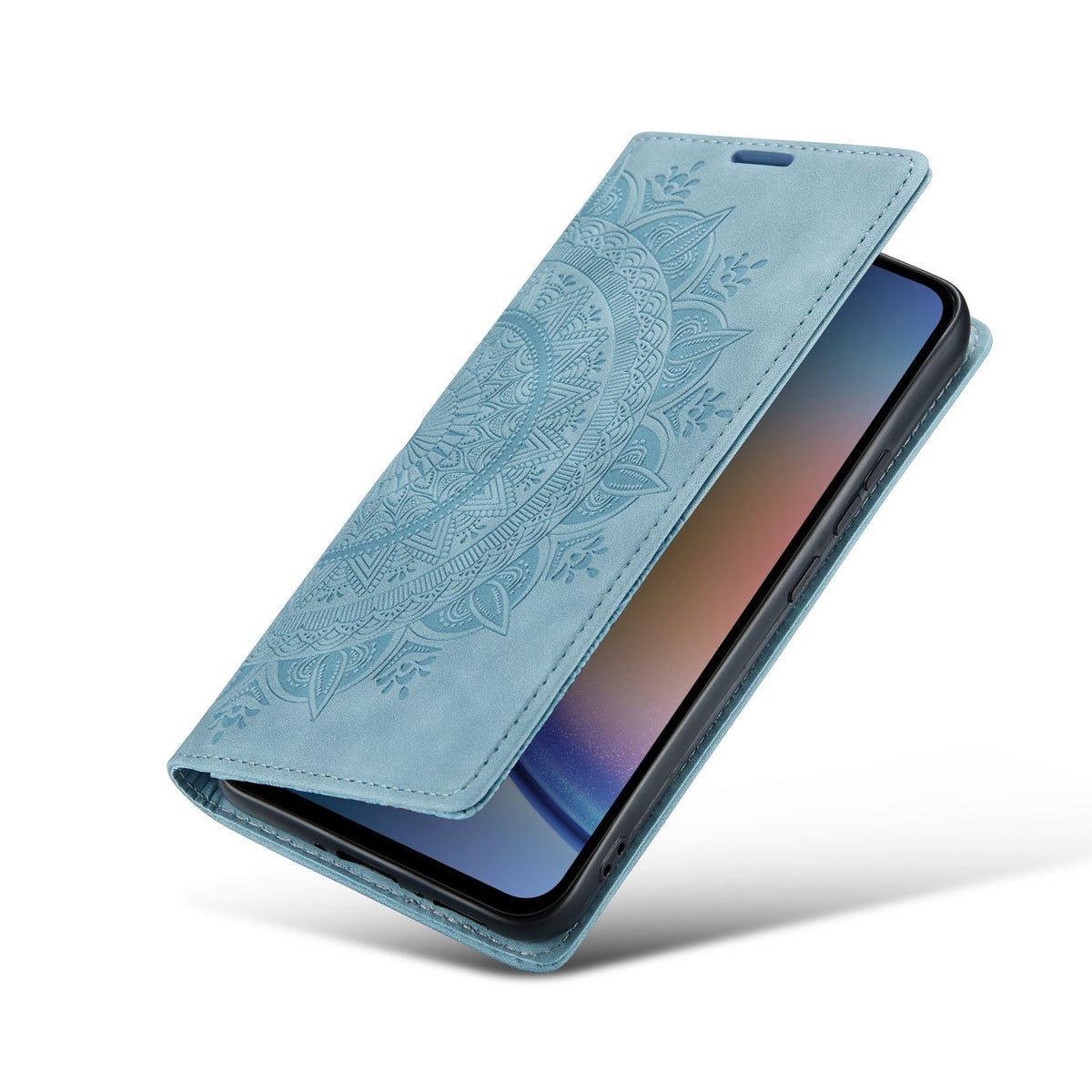 Samsung Galaxy A55 5G Hoesje - Aqua Blue - Mandala Dunne Bookcase