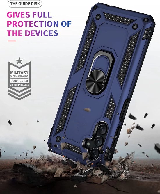 Samsung Galaxy A04s Hoesje - Blauw - Armor Kickstand Back Cover