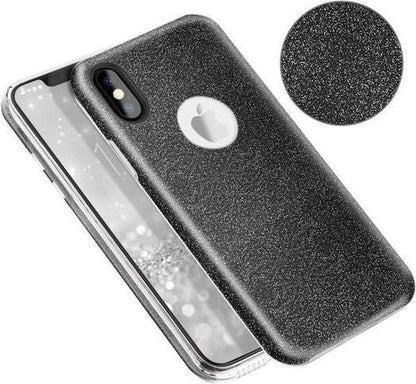 Apple iPhone X/10 Hoesje - Zwart - Glitter Back Cover