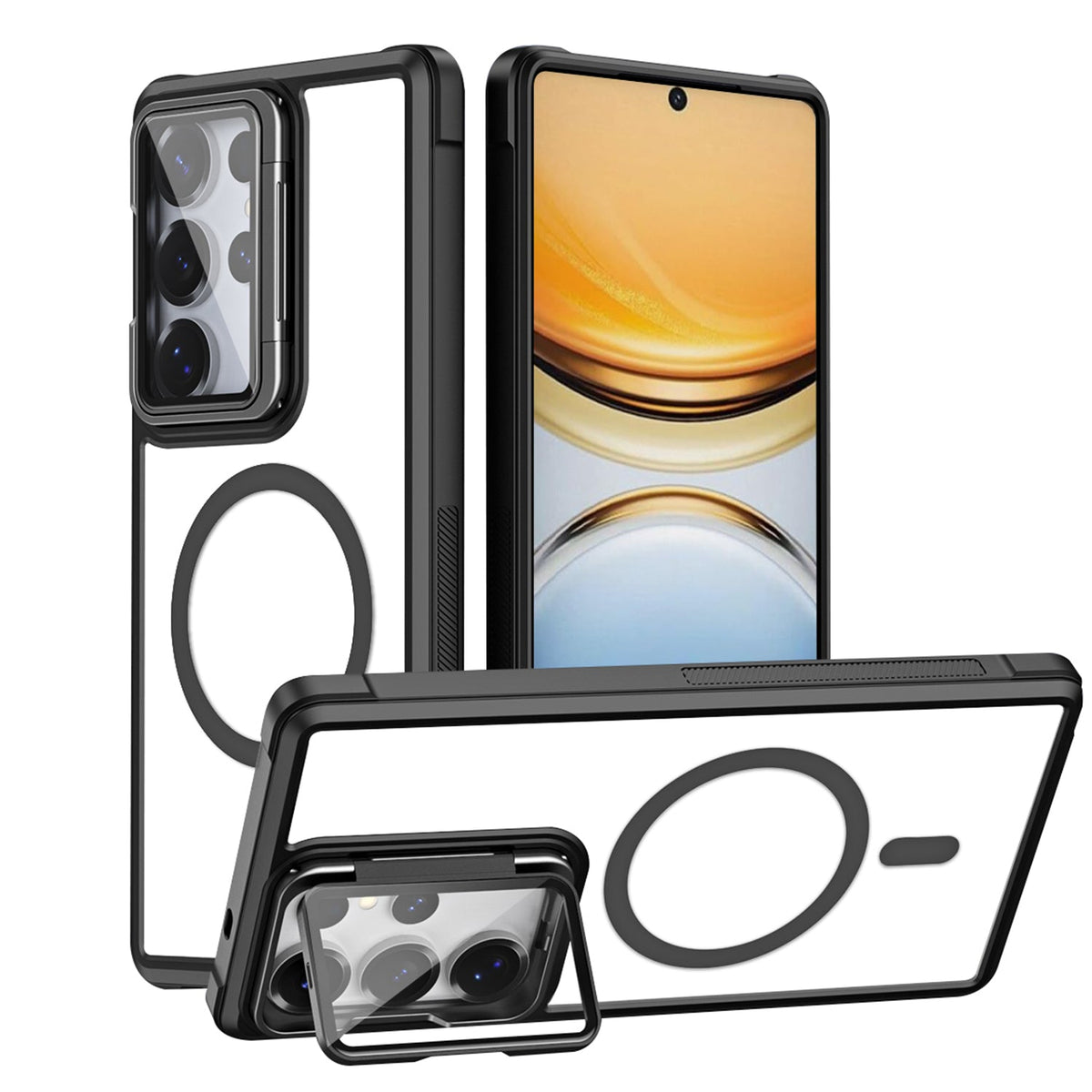 Samsung Galaxy S26 Ultra Hoesje - Zwart - MagSafe Back Cover met Camera Frame Kickstand