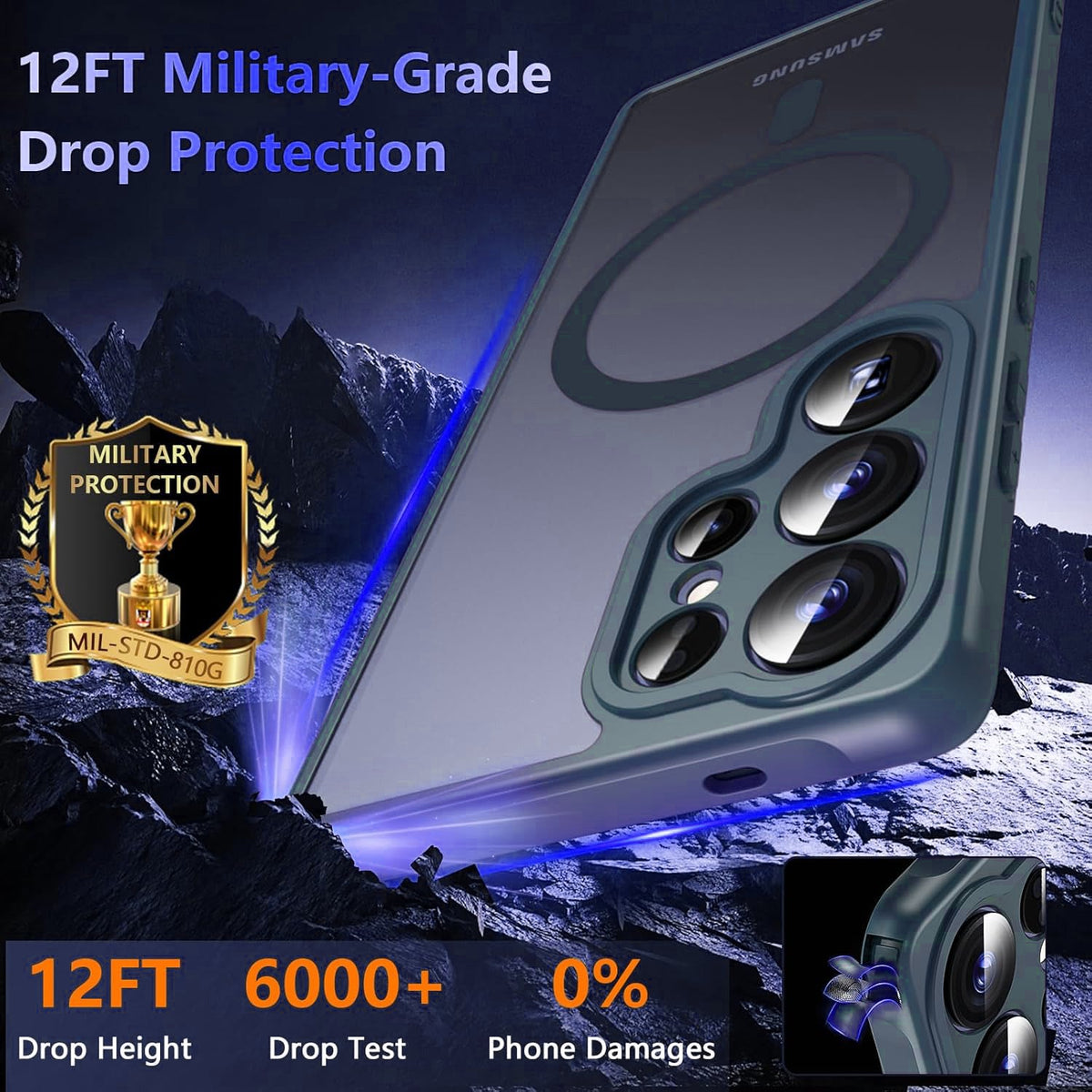 Samsung Galaxy S25 Ultra Hoesje - Blauw - Matte Armor MagSafe Back Cover