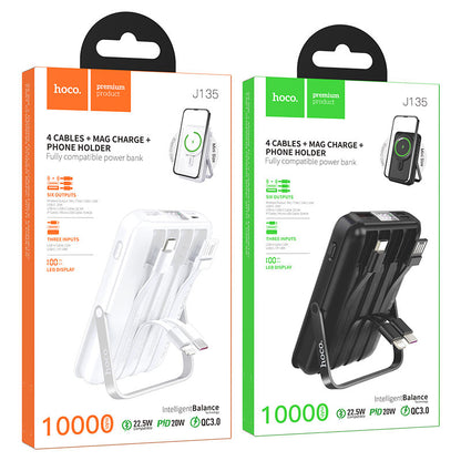 Hoco Powerbank 10.000mAh Magnetisch Draadloos 22.5W met Standaard - Zwart
