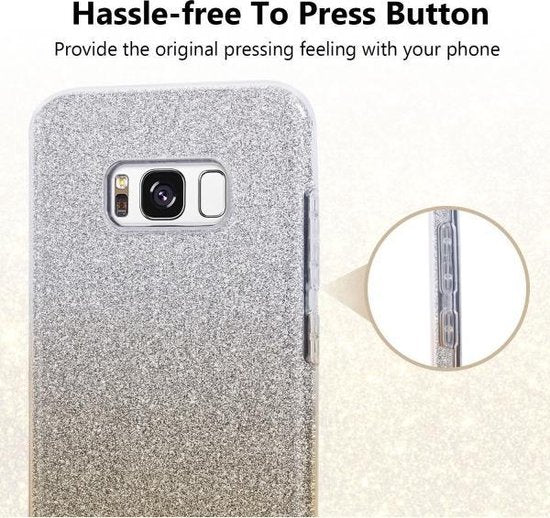 Samsung Galaxy S8 Hoesje - Zilver - Glitter Back Cover