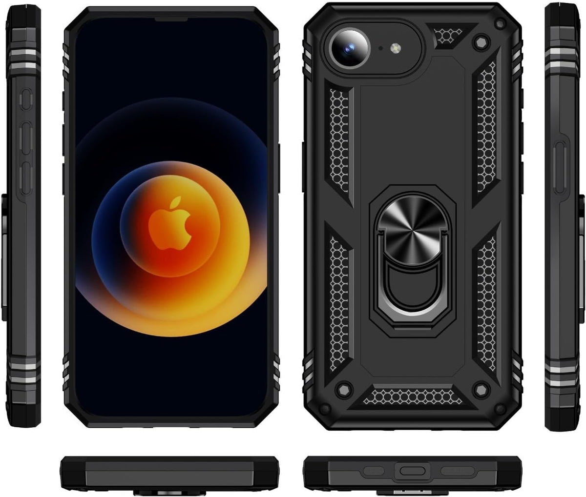 Apple iPhone 17e Hoesje - Zwart - Armor Kickstand Back Cover