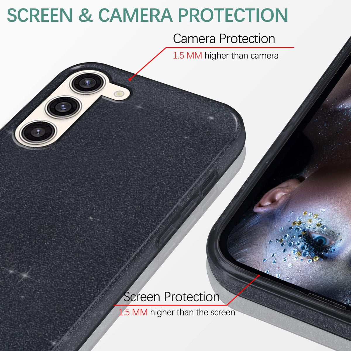 Samsung Galaxy S24 Plus Hoesje - Zwart - Glitter Back Cover