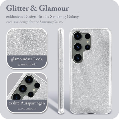 Samsung Galaxy S24 Ultra Case - Silver - Glitter Back Cover