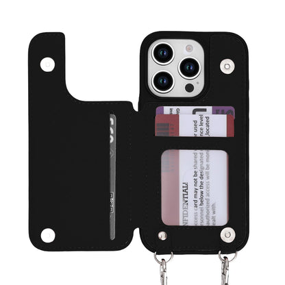 Apple iPhone 16 Pro Hoesje - Zwart - Luxe Back Cover met Telefoonkoord en Rits