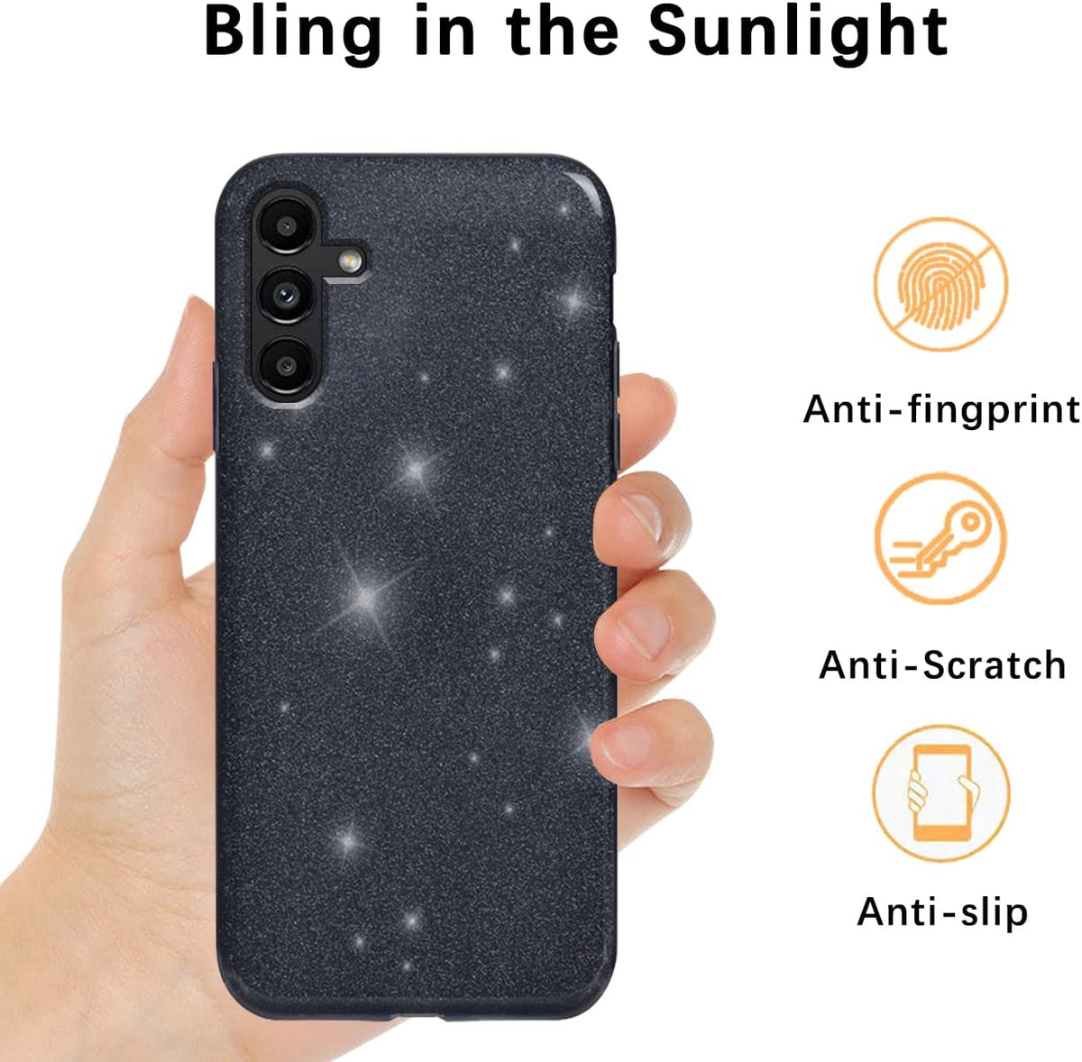 Samsung Galaxy A25 Hoesje - Zwart - Glitter Back Cover