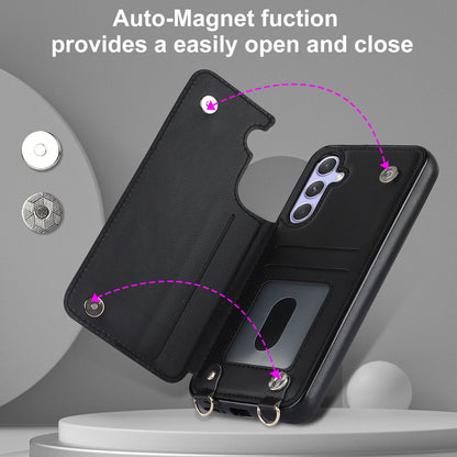 Samsung Galaxy S23 FE Hoesje - Zwart - Luxe Back Cover met Telefoonkoord en Rits