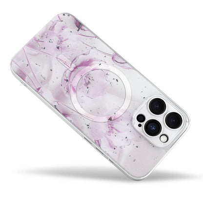 Apple iPhone 14 Pro Max Case - Light Pink - Floral Glitter MagSafe Back Cover