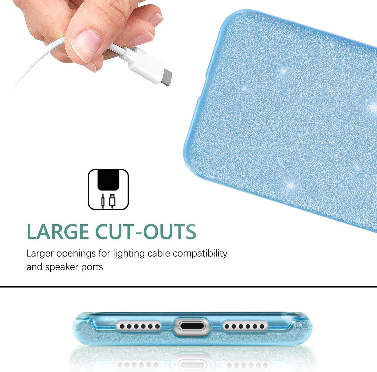 Samsung Galaxy A25 Hoesje - Blauw - Glitter Back Cover