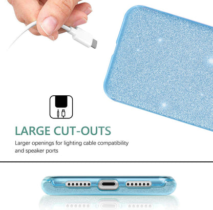 Samsung Galaxy A25 Hoesje - Blauw - Glitter Back Cover