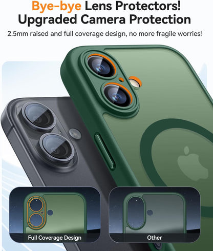 Apple iPhone 16 Plus Case - Dark Green - Matte Armor MagSafe Back Cover