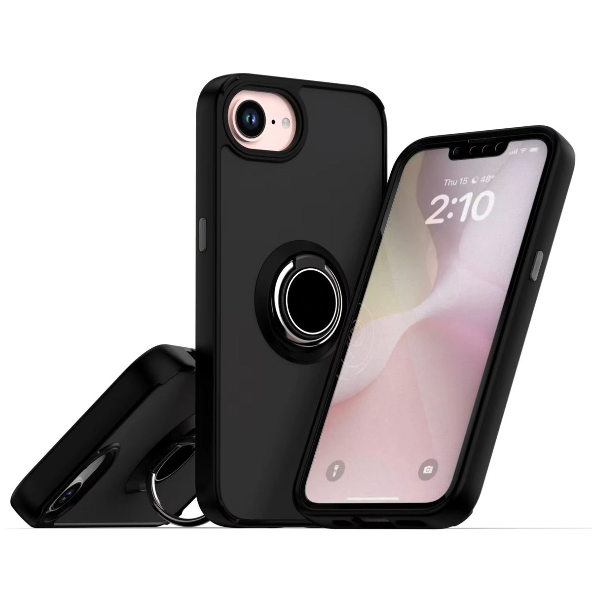 Apple iPhone 17e Hülle - Matt Schwarz - Ständer Ring Backcover