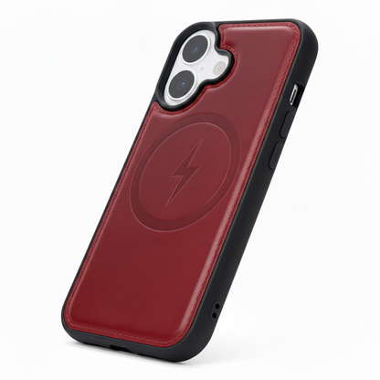 Apple iPhone 17 Hülle - Maroon Red - Echtleder-MagSafe-Backcover