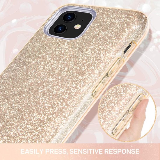 iPhone 12 Mini Hoesje - Goud - Glitter Back Cover