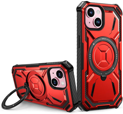 Apple iPhone 15 Plus Hülle - Rot - Armor Ständer MagSafe Backcover